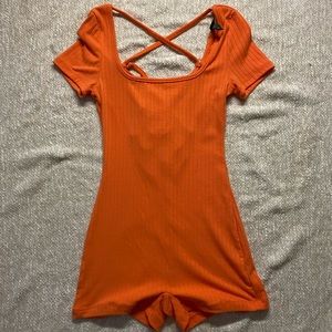 Orange Criss-Cross Back Romper